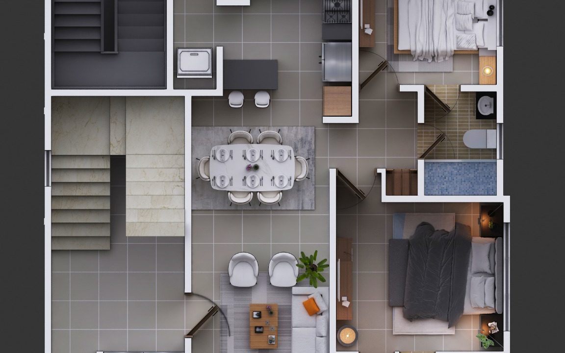 Plano - 2 habitaciones, niveles