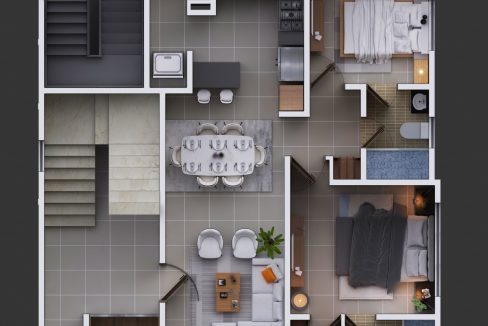 Plano - 2 habitaciones, niveles
