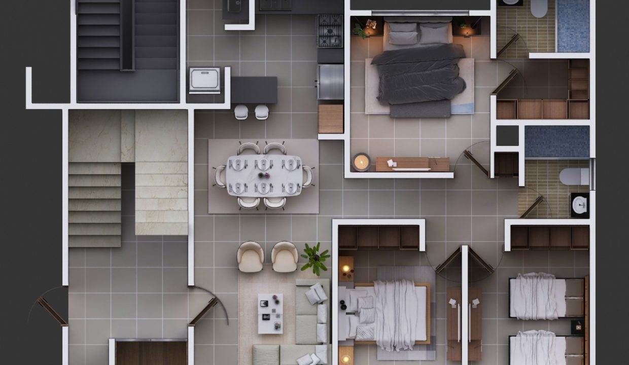 Plano - 3 habitaciones, niveles