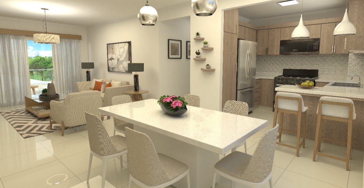 Sala, comedor, cocina