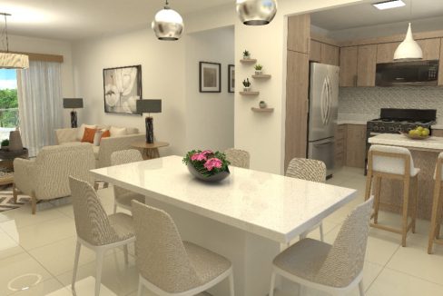 Sala, comedor, cocina