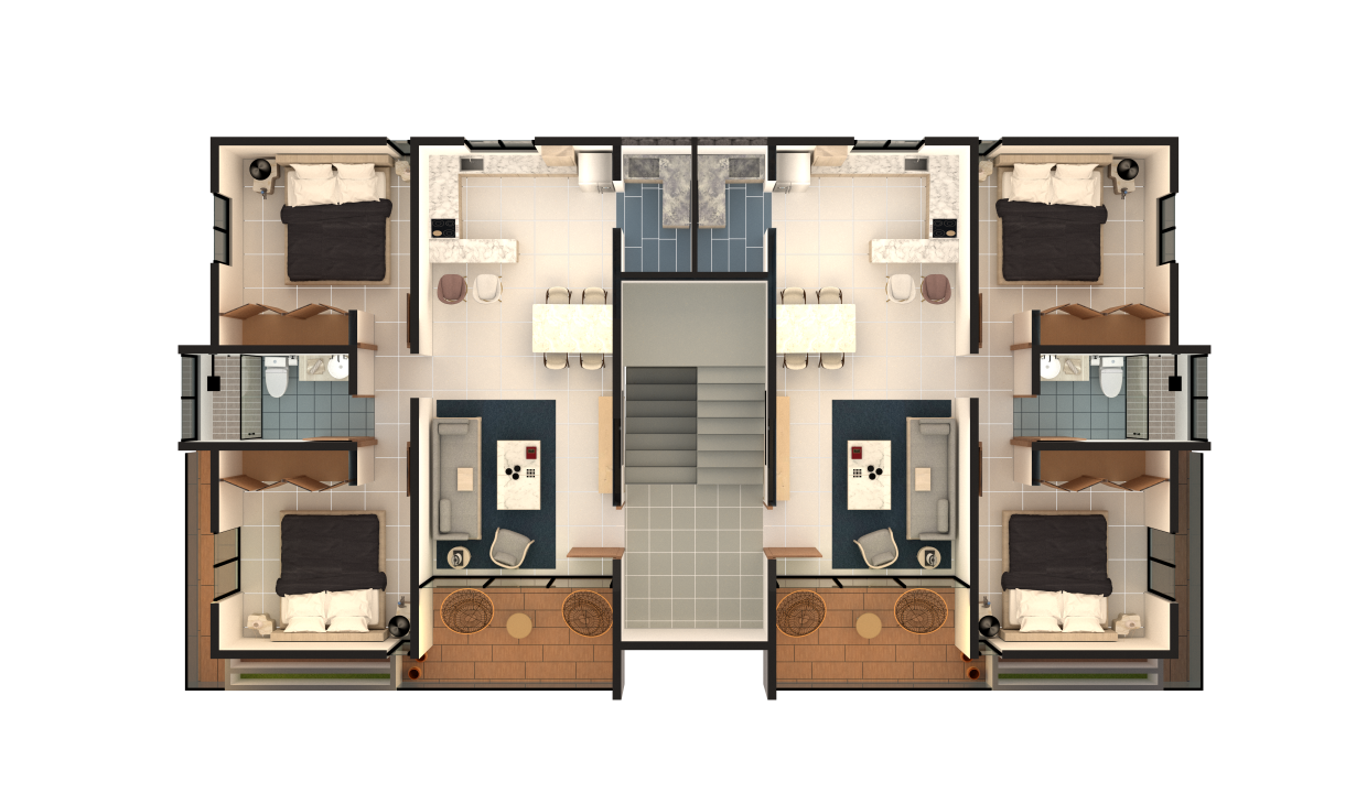 Distribucion Apto. 2 Hab. 1er piso