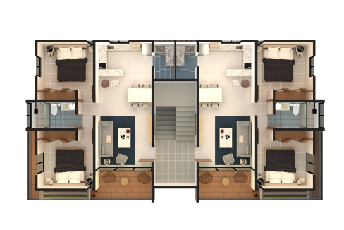 Distribucion Apto. 2 Hab. 1er piso