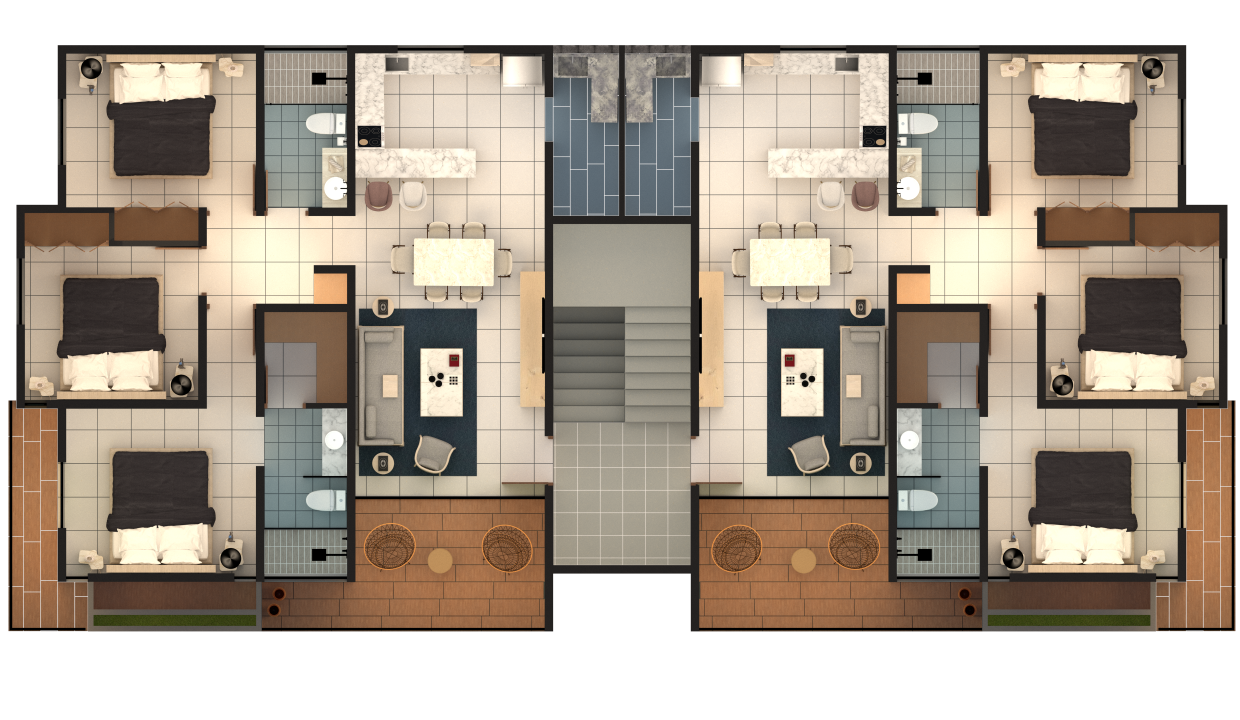 Distribucion Apto. 3 habitaciones