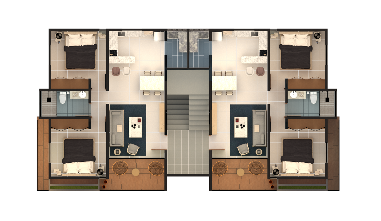 Distribucion - Aptos 2 Habitaciones