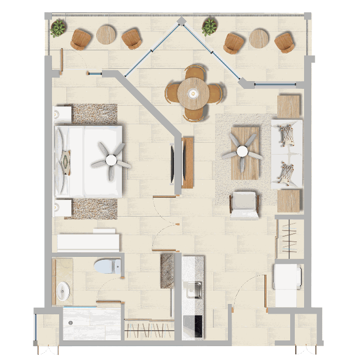 Plano apt B - Una habitacion