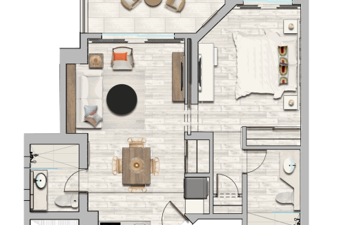 Plano apto C - Una habitacion