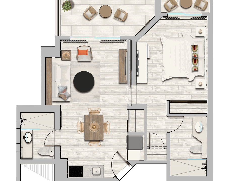 Plano apto C - Una habitacion